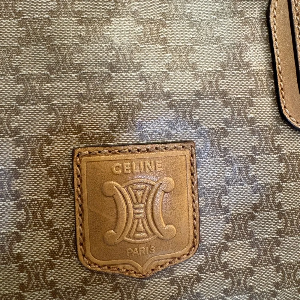 Authentic Vintage Celine Macadam Boston BagTriomphe Canvas Leather Italy Entrupy - Picture 3 of 13